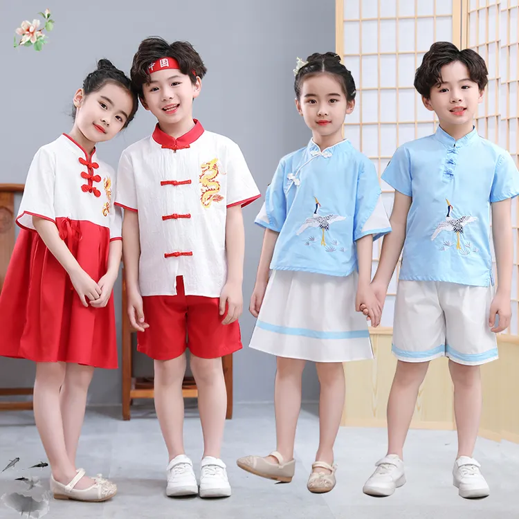 中秋节国庆节儿童演出服男童汉服中国风唐装古装国学服幼儿园园服