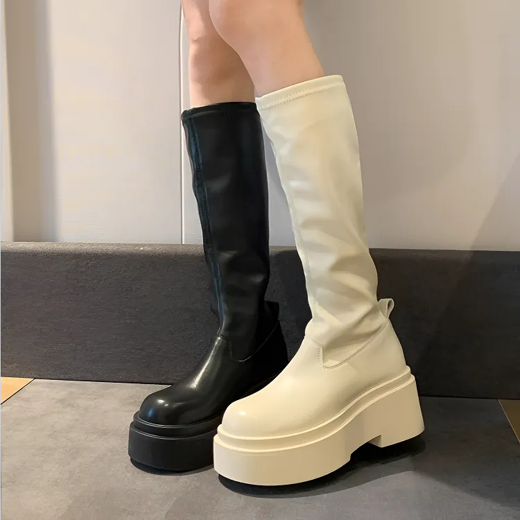 美拉德靴子女长靴2025秋冬季新款高筒靴复古百搭小个子厚底瘦瘦靴