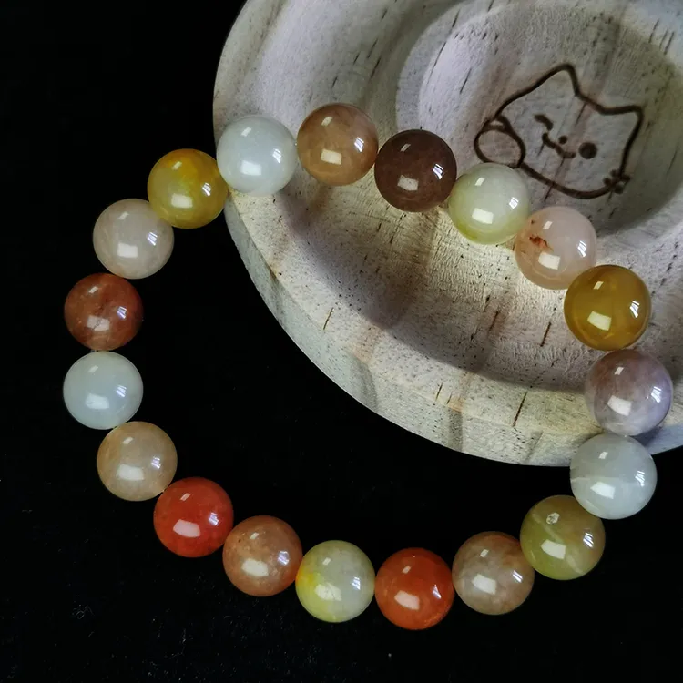 天然金丝玉散珠圆珠手工diy大小手链手串配珠玉石串珠饰品配件