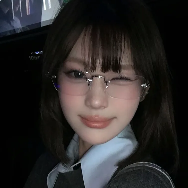 无框边框银丝防蓝光眼镜御姐高智无框眼镜女无边框纯欲无度数镜框商品图