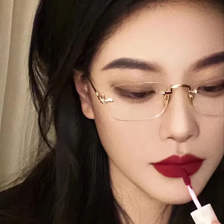 纯欲无框切边眼镜女网红防蓝光抗辐射可配有度数近视眼睛男潮显瘦