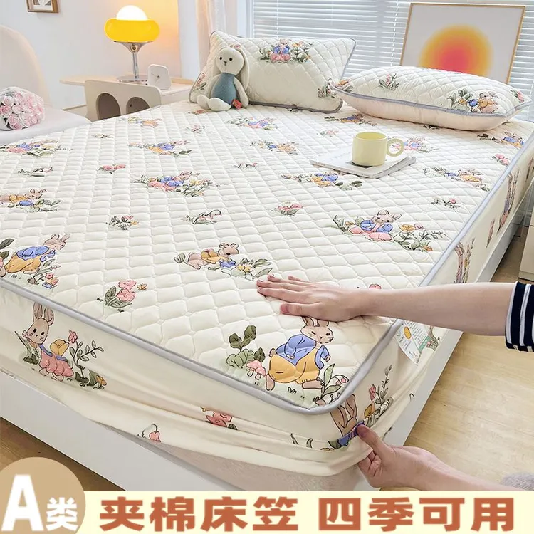 A类加厚夹棉床笠席梦思床垫保护罩套单件床单罩防滑床套四季通用