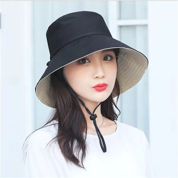 渔夫帽女遮阳帽韩版潮日系双面遮脸防紫外线大帽檐防晒帽子休闲
