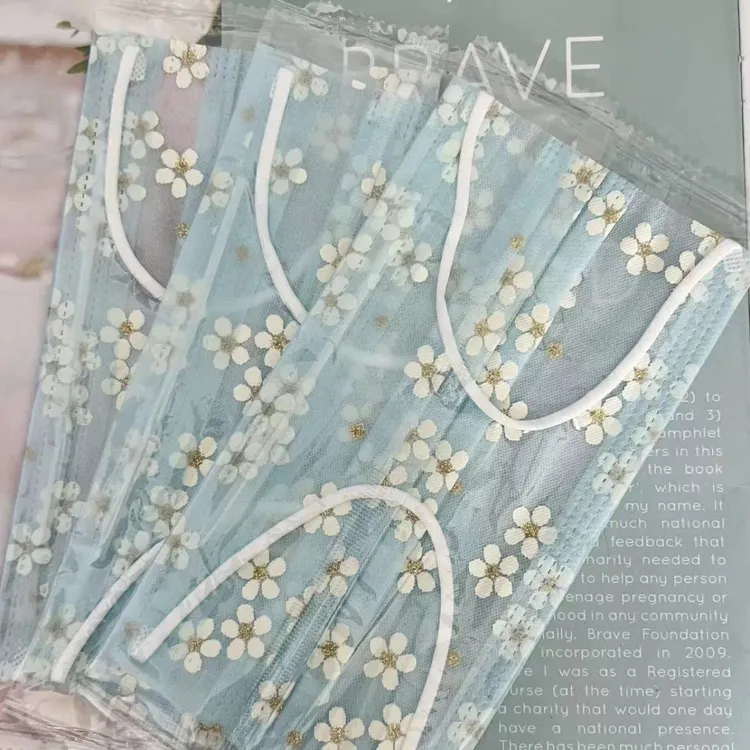 一次性樱花网纱口罩轻薄透气高颜值夏季款成人口罩