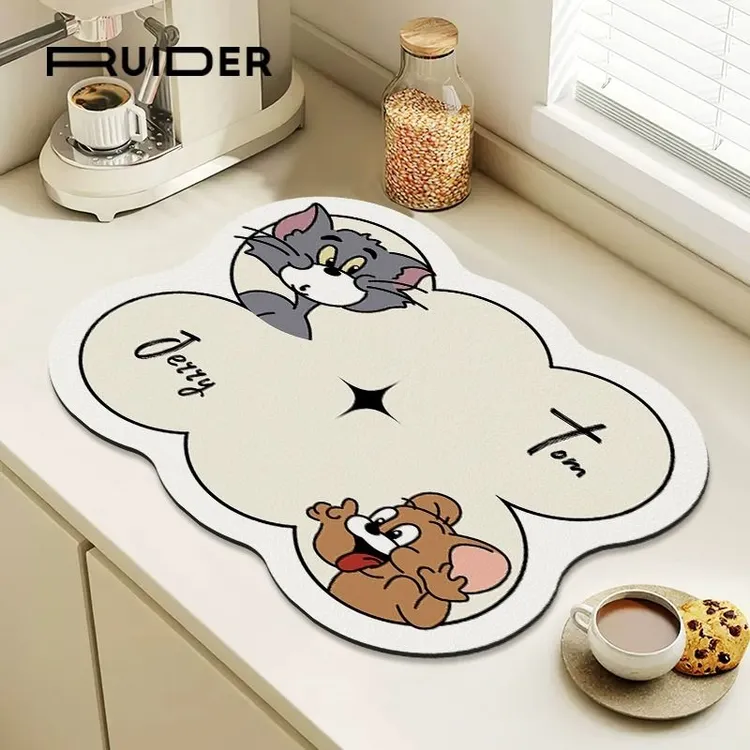 猫和老鼠厨房台面沥水垫咖啡机专用吸水垫洗手台吸水防滑隔热垫子