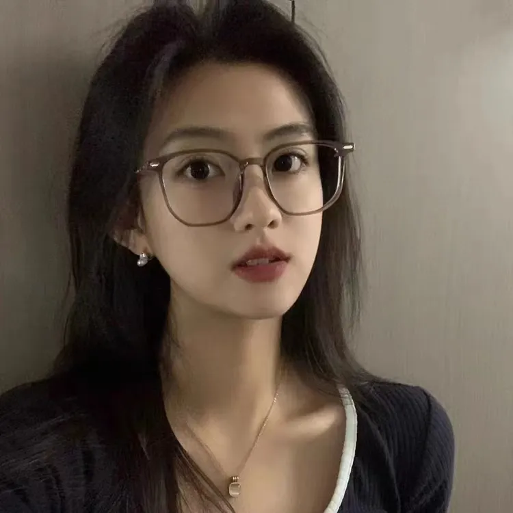 冷茶色近视眼镜架女超轻高颜值防蓝光素颜大框方圆脸可配度数韩系