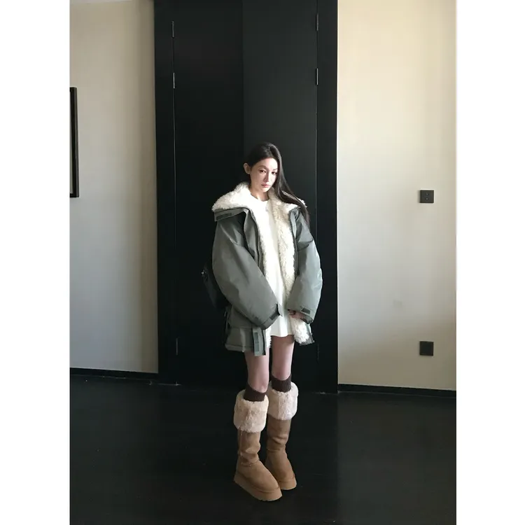 Skk Store 赵露思同款加厚内里毛绒拼接派克保暖冲锋衣外套