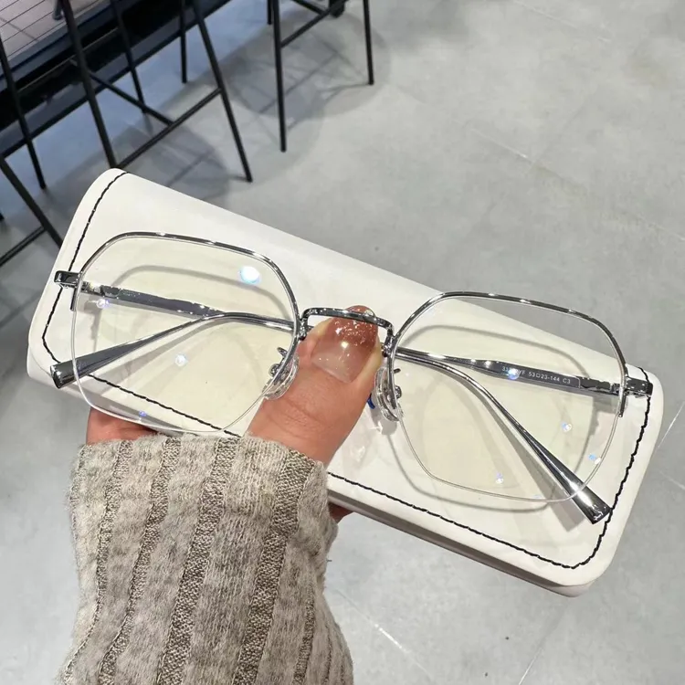 炜视明时尚单梁金丝半框男款眼镜防蓝光变色可配近视眼镜K31752单