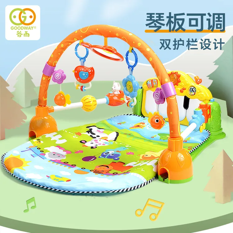 谷雨婴幼儿健身架脚踏钢琴手摇铃玩具0-6个月三月龄宝宝玩具