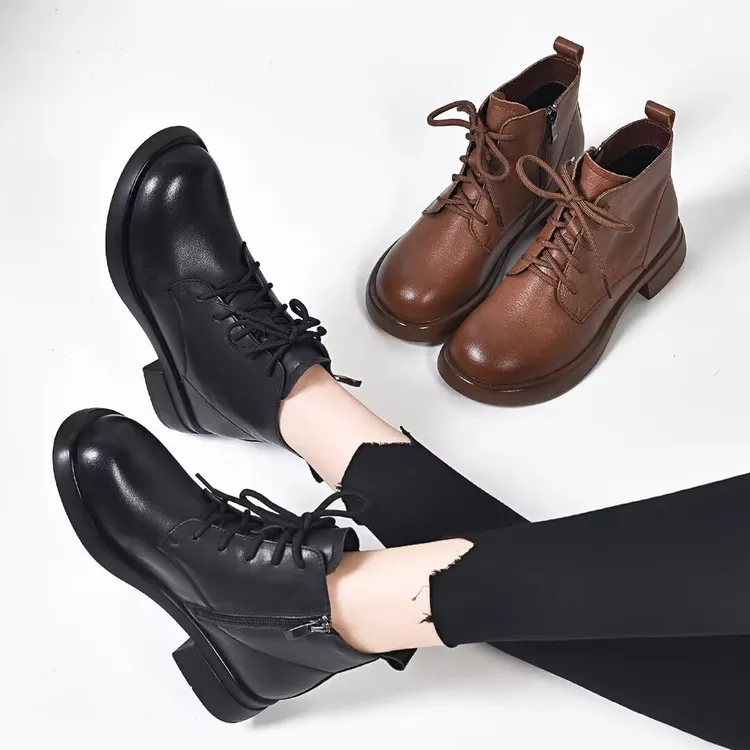 马丁靴女2025新款女士秋季厚底英伦风黑色短靴子女