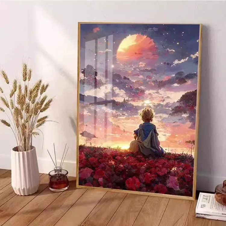 卡通钻石画满钻贴画玫瑰小王子2025年新款贴钻十字绣高难度钻石绣