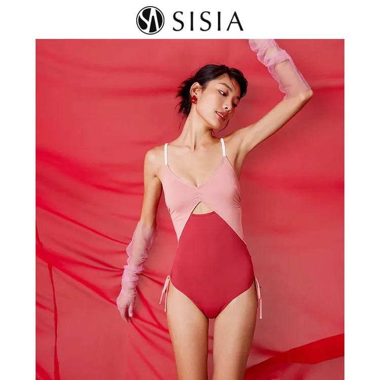 sisia泳衣女性感显瘦遮肚秋冬温泉度假连体游泳衣高级感SWS21-07A