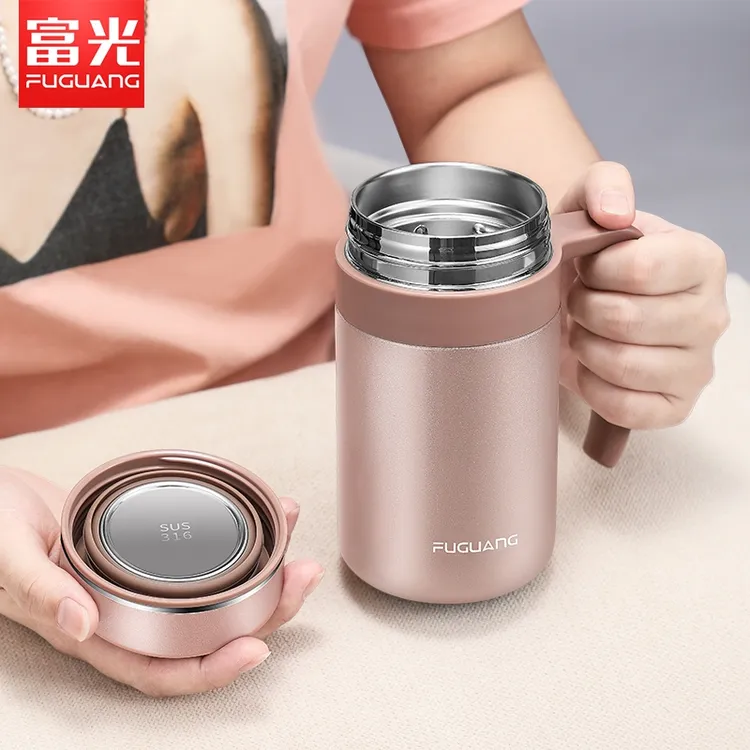 富光保温杯高档商务男女士办公室泡茶杯316大容量带手柄盖水杯子