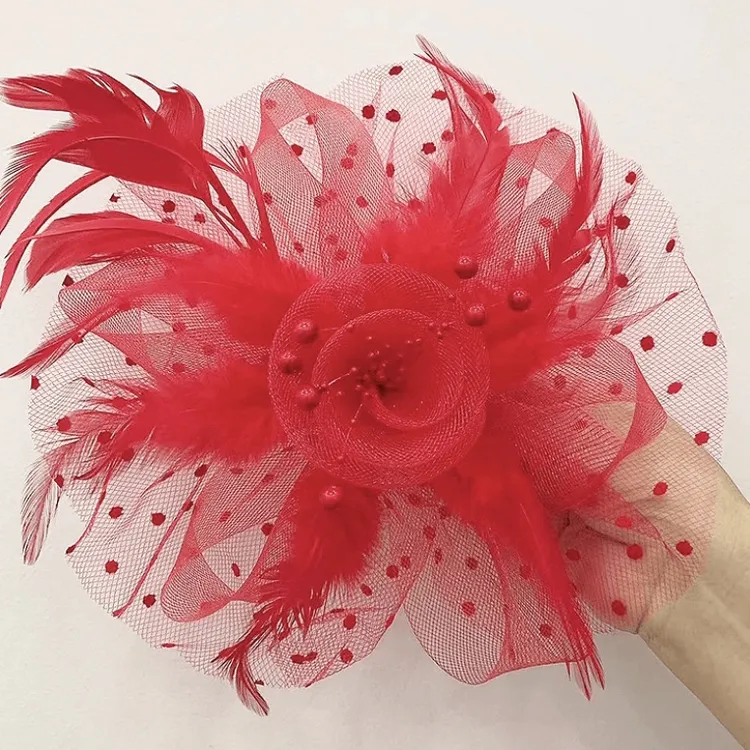 演出头饰秧歌舞舞台演出头花民族广场舞古典舞大红头饰表演成人女