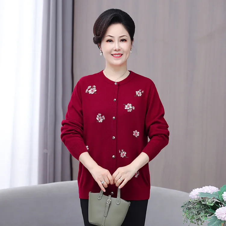 200斤中老年人加肥加大毛衣胖妈妈开衫宽松大码秋冬针织衫妈妈装