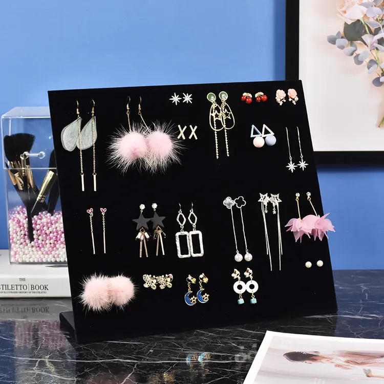 首饰展示架绒布耳环收纳架耳钉收纳架项链挂架耳饰展示板立式摆摊