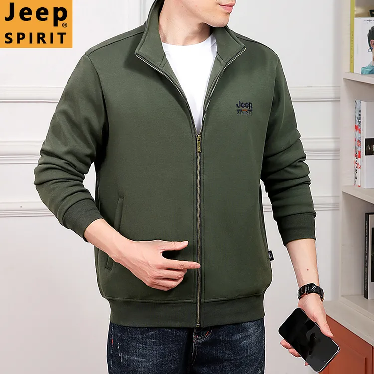 男士外套春秋季2024新款纯棉立领户外百搭外套宽松男士上衣服