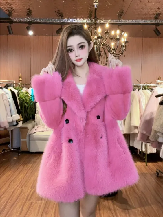 冬季新款百搭轻奢风毛毛外套23063上衣女外套网红时尚