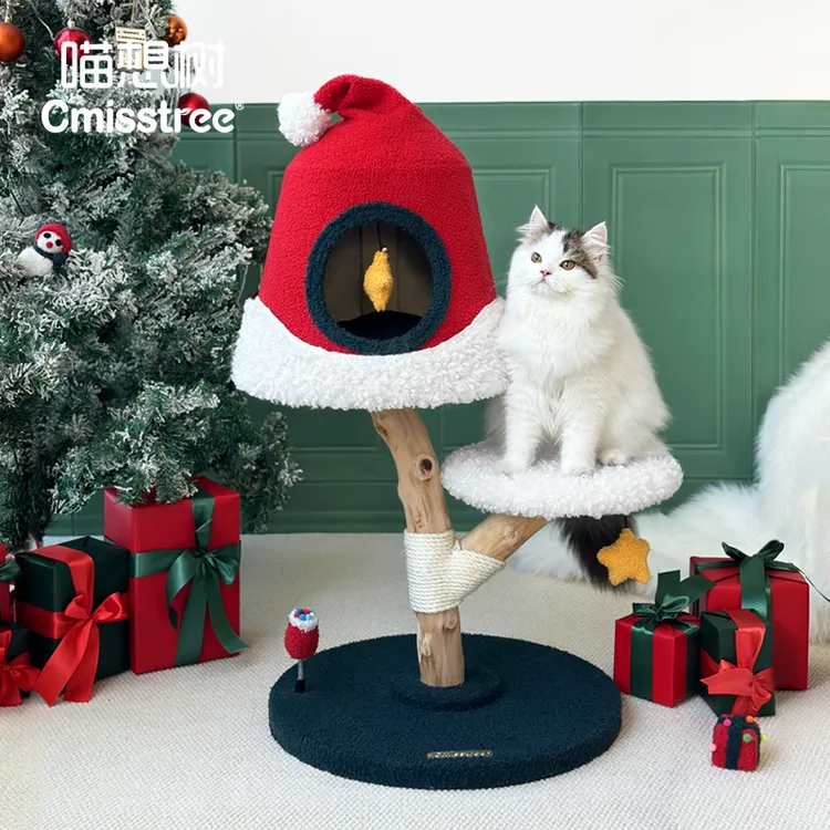 Cmisstree/喵想树圣诞款实木猫爬架猫窝猫树一体 冬季保暖猫房