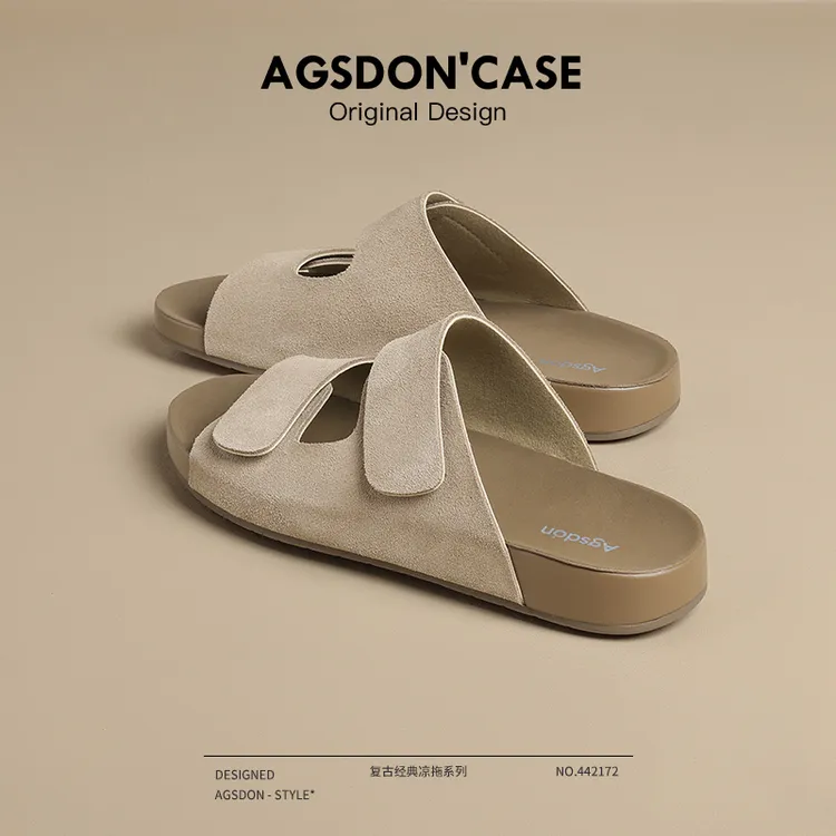 奥古狮登真皮勃肯拖鞋女夏外穿2025新款凉拖半拖厚底博肯孕妇凉鞋