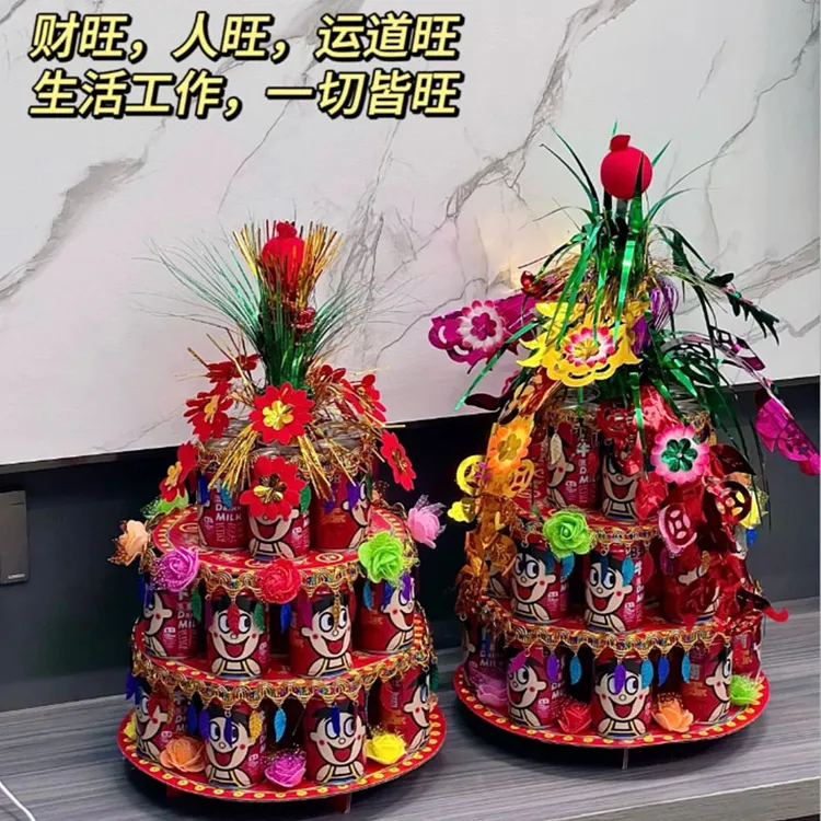 旺仔塔三层优惠潮汕中秋折塔手工DIY半成品材料包立体点缀高档