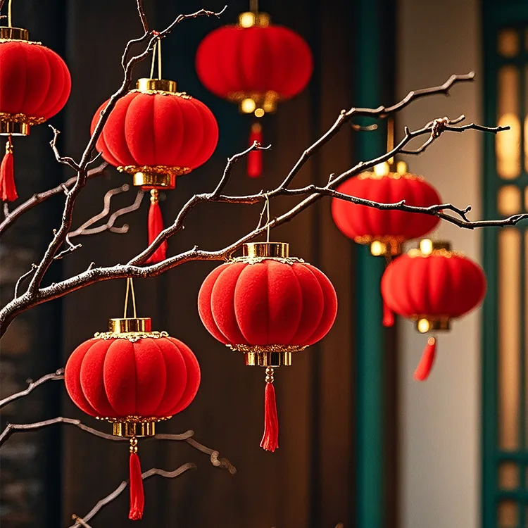 2025蛇年红灯笼挂饰新年春节阳台大门过年喜庆绿植装饰品挂件