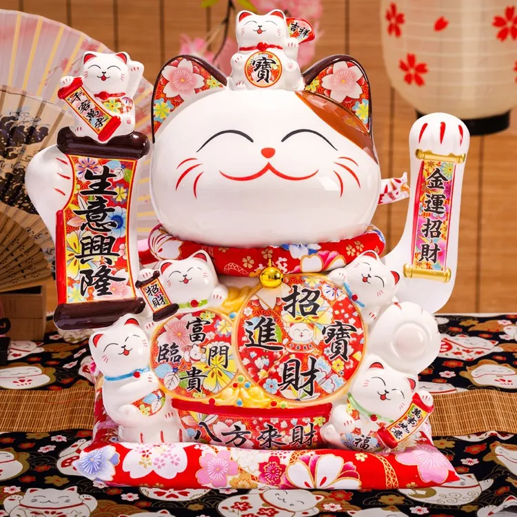 招财猫摆件招手大号店铺开业礼品办公室收银前台自动摇手发财猫