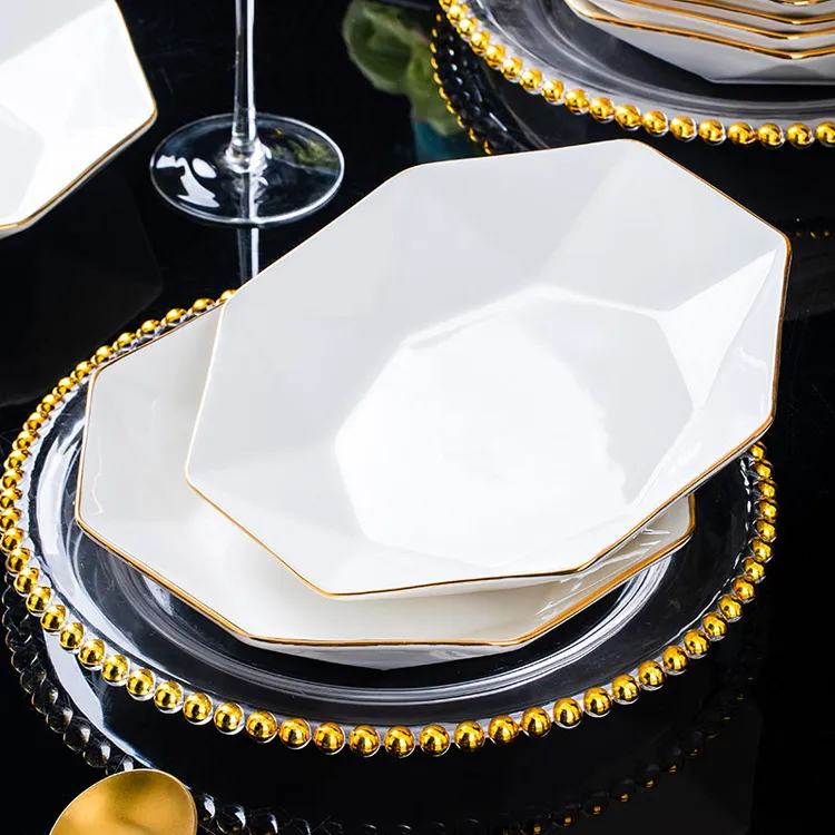 钻石人生省钱风餐具盘子【八角盘2个+莲花盘2个】点关注送2个荷叶盘