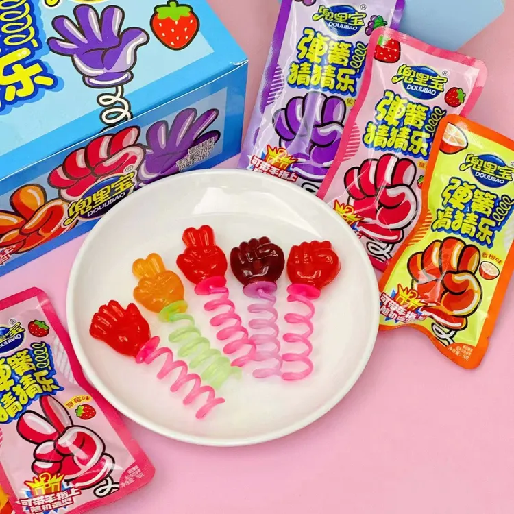 创意棒棒糖弹簧剪刀石头布猜猜乐产品食用水果味玩具糖小孩零食