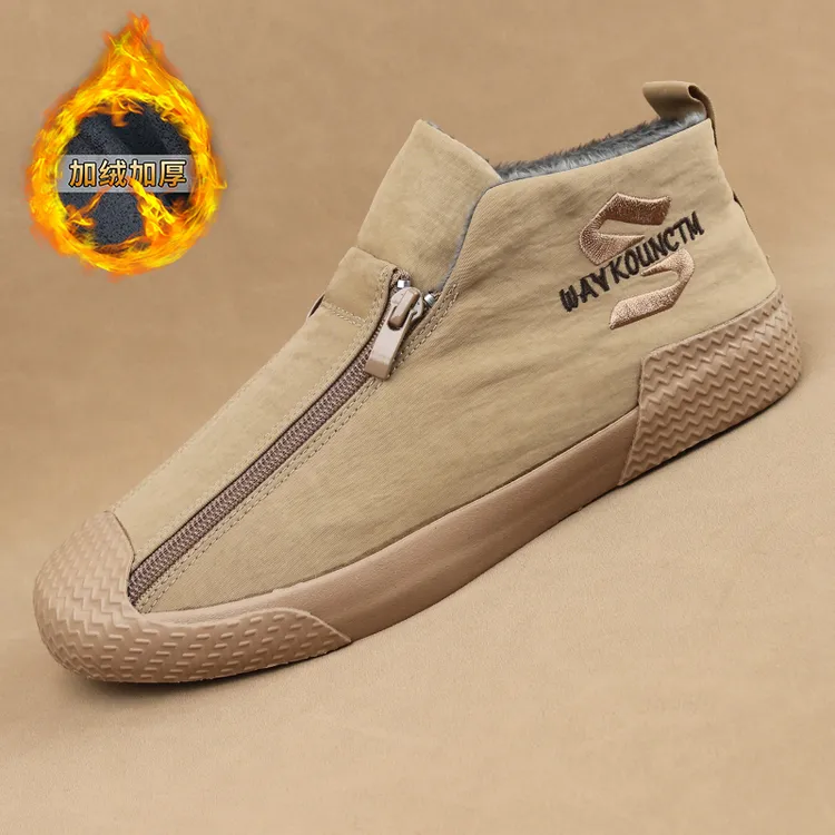 单棉可选！2025秋冬新款时尚加绒保暖舒适爆款男士休闲布鞋潮鞋