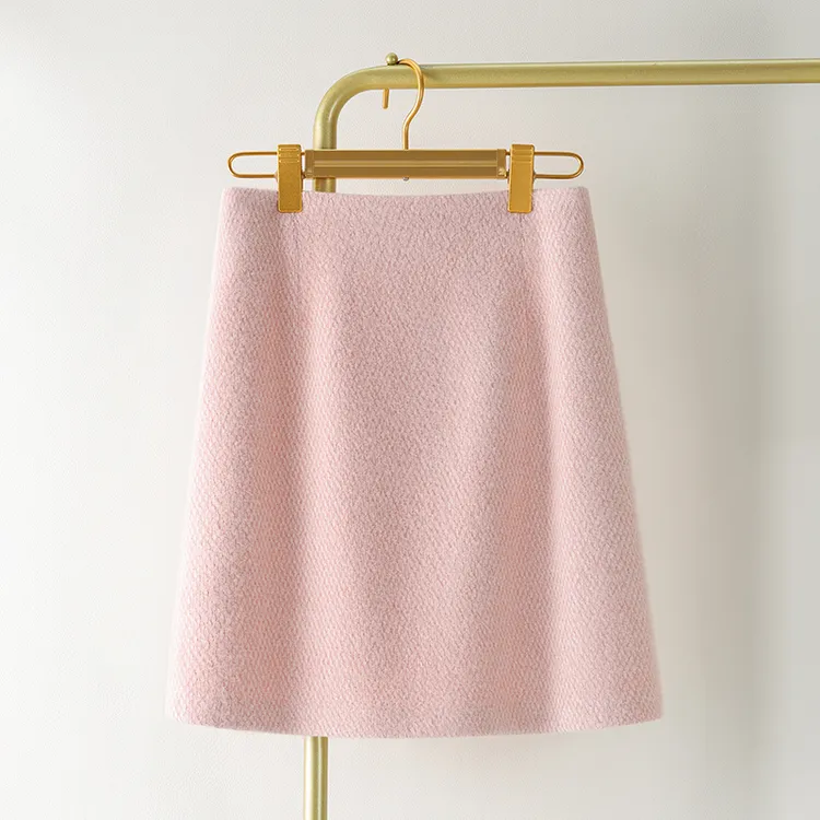 粉色半身裙女2025新款秋冬毛呢裙子高腰显瘦a字裙小个子包臀短裙