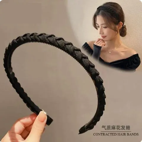 碎发发箍女气质韩国百搭外出日系简约麻花头箍压发夹防滑细款发卡