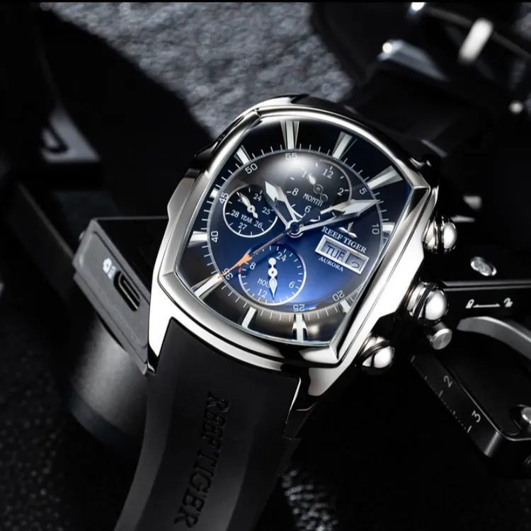 REEF TIGER/瑞夫泰格极光坦克4代全自动机械表多功能男士腕表高档