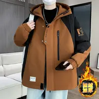 青少年加厚保暖外套男冬季潮流连帽棉衣初高中生加绒夹克大童休闲