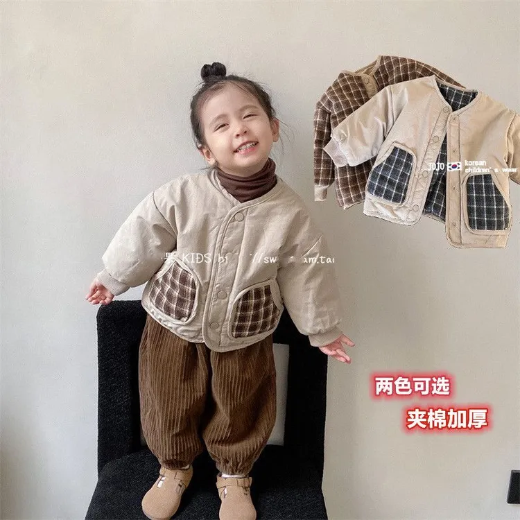 平替好物儿童加厚外套秋冬款双面穿男女洋气宝宝棉衣新款棉袄棉服