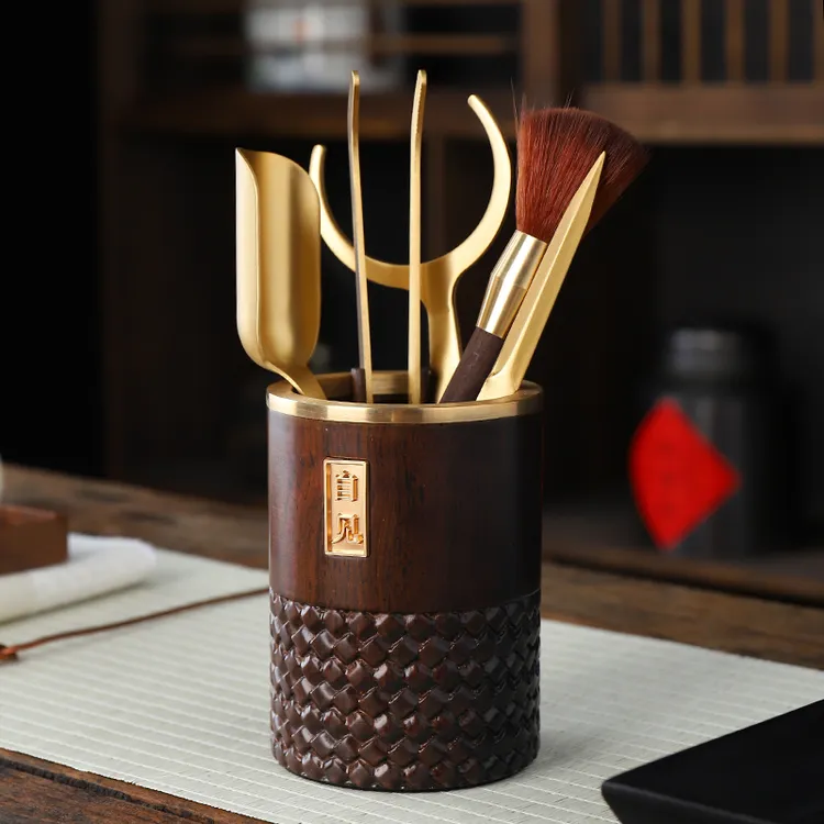 茶道六君子套装黄铜泡茶工具实木茶具配件喝茶用品大全高档6件套