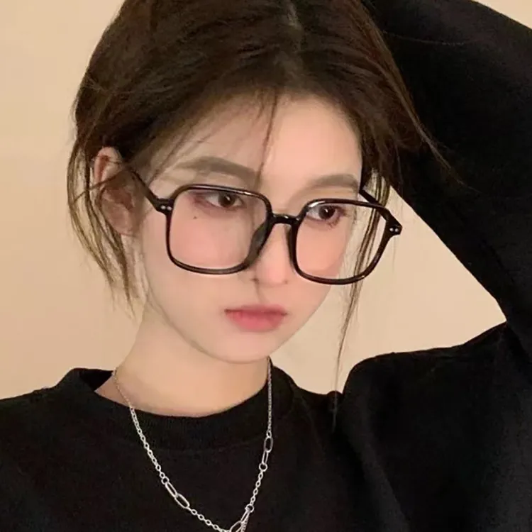 黑色大框眼镜女大脸显瘦防蓝光方形素颜神器平光镜网红同款超轻