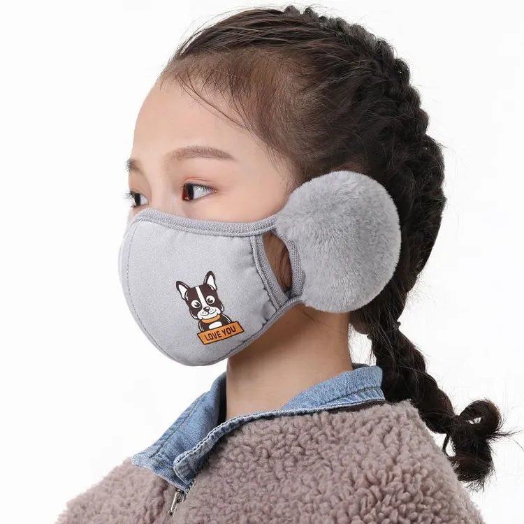 口罩儿童冬季保暖加绒护耳小学生卡通耳罩棉防寒耳套面罩加厚耳护