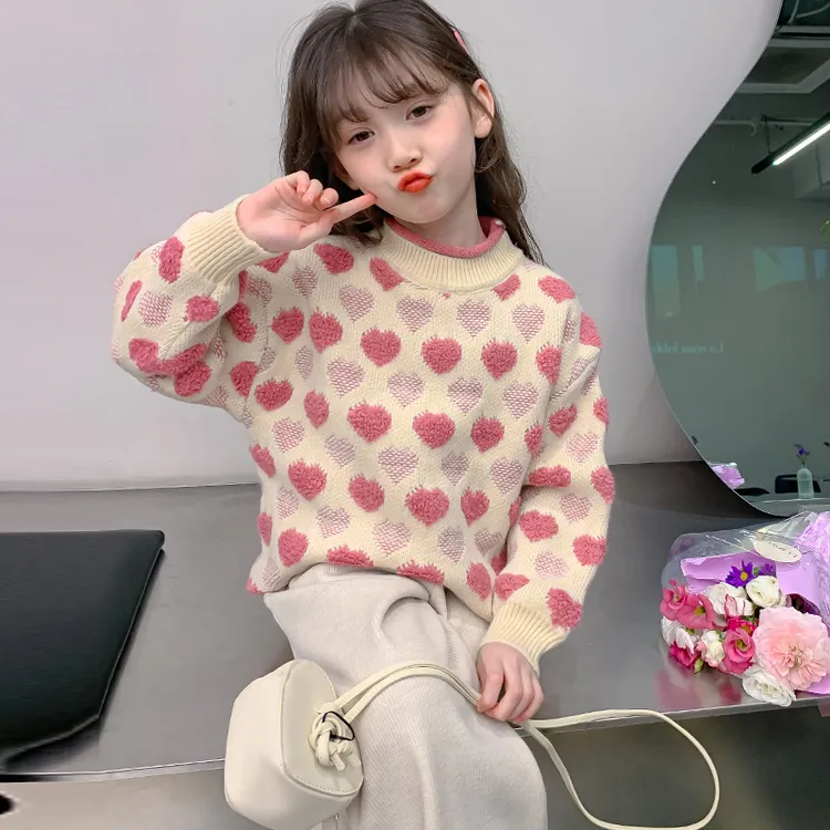 女童毛衣2025冬装新款洋气中大儿童冬季加厚时髦小女孩打底毛线衣