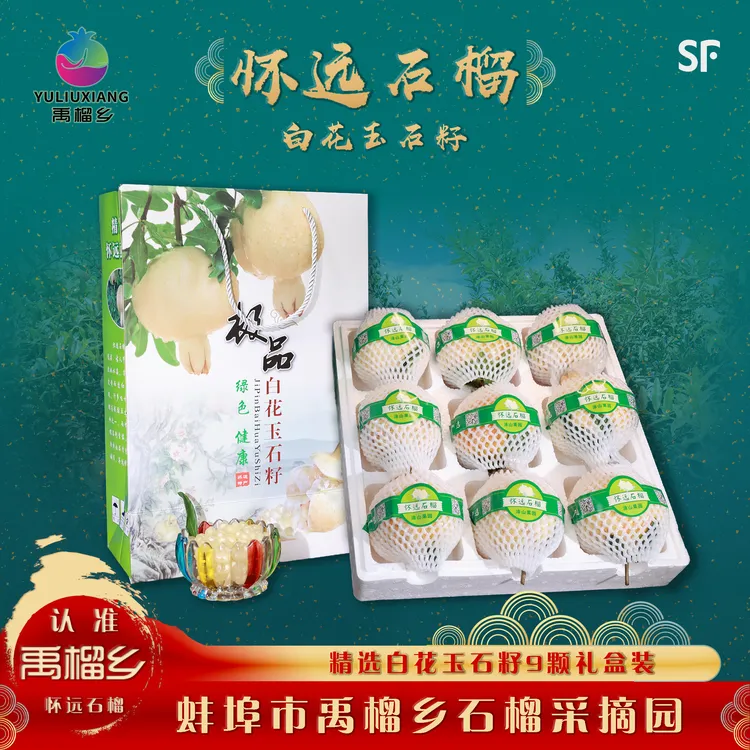 禹榴乡【地道老树】正宗怀远石榴白花玉石籽新鲜采摘5斤/9斤礼盒装