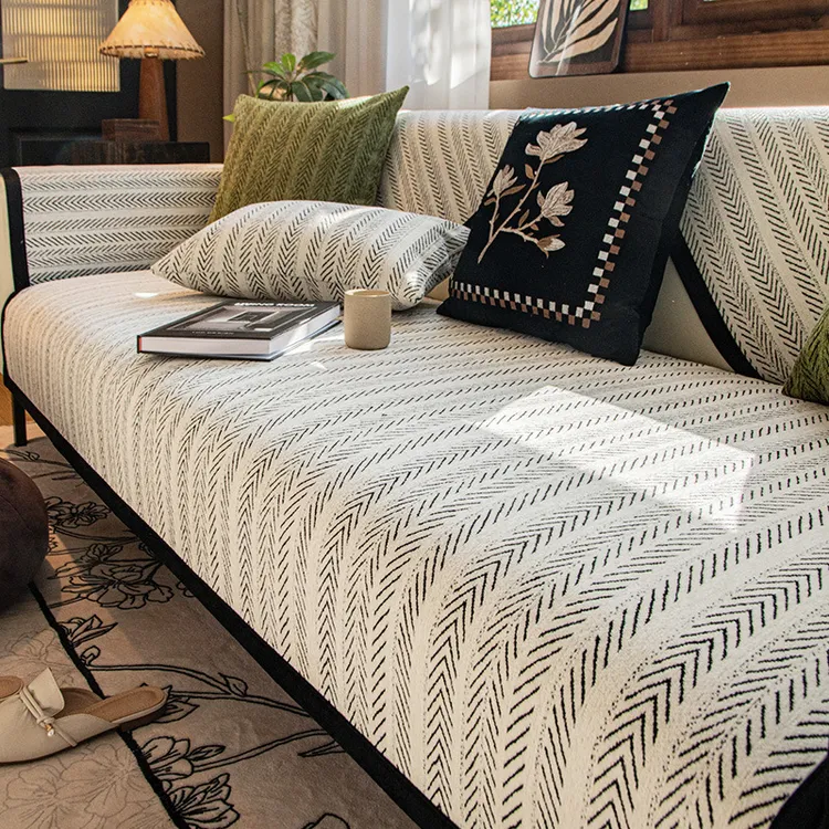 雪尼尔复古高级感沙发垫四季通用防滑坐垫2025新款沙发套罩盖布巾