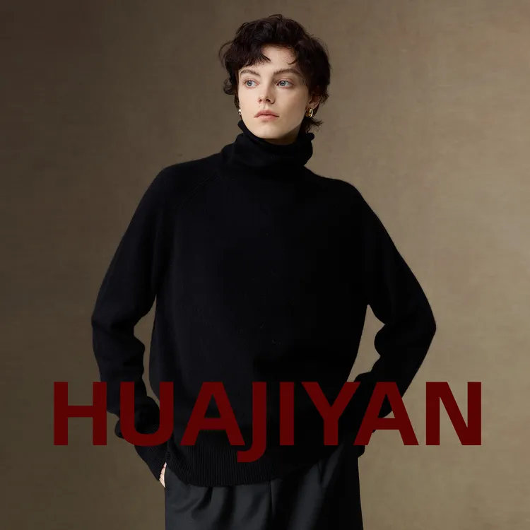 华吉言/HUAJIYAN【黑松露】绵羊毛山羊绒混纺高领保暖百搭上衣