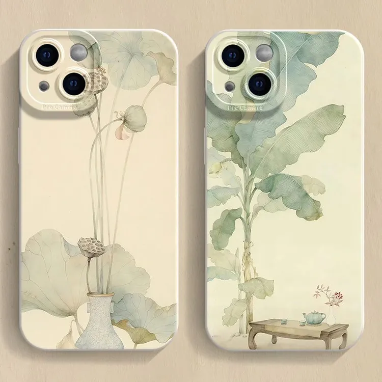古风插花iphone15苹果手机壳14promax硅胶13pro网红12高级11全包X
