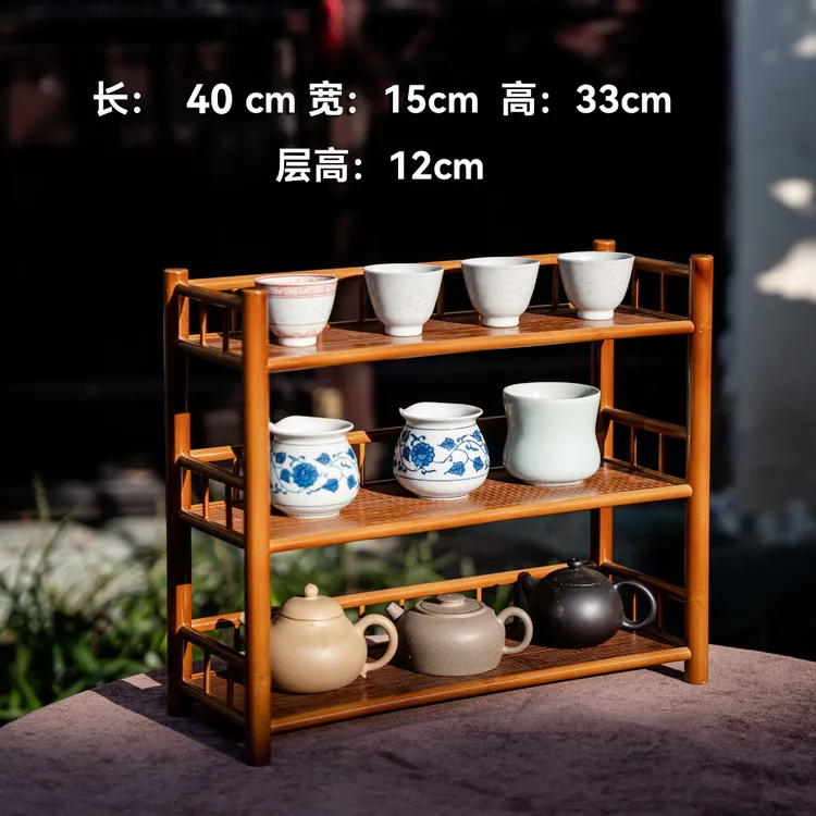 CBJ057-1（邱师傅）纯手工手工竹质中式榫卯结构特色40云迹茶杯架