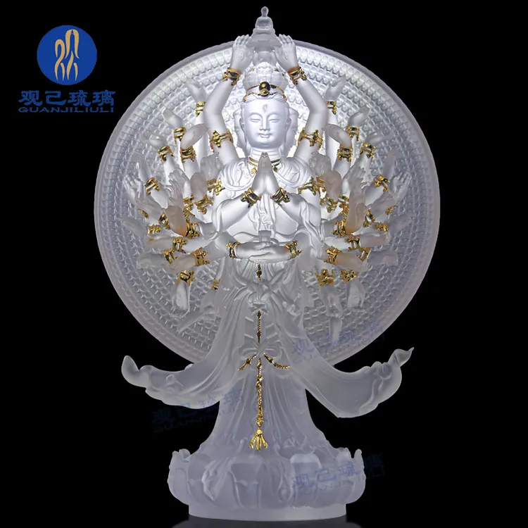 琉璃千手观音佛像摆件居家佛像桌面千手千眼观音菩萨观世音