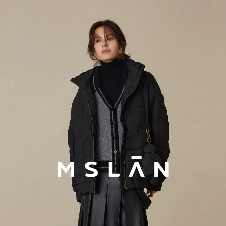 MSLAN【商场同款】冬季新款复古长袖女立体花常规款羽绒服 MEDM3122