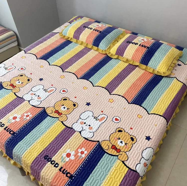 昶毅【宠粉】高端牛奶绒床盖枕套夹棉带花边加厚保暖夹棉床单多功能