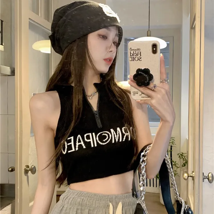 法式别致吊带背心女秋甜辣妹外穿内搭短款美背纯欲无袖爵士舞上衣