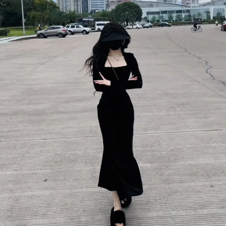 法式显瘦气质女人味连衣裙858