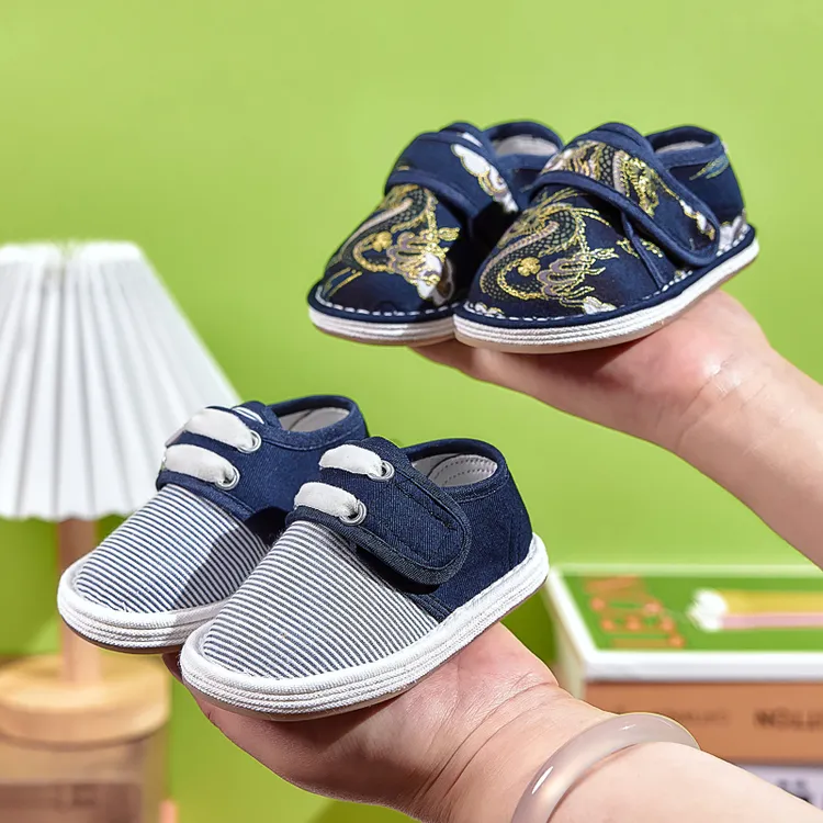 儿童手工千层底布鞋1-4岁2男女宝宝老北京鞋子软底单鞋春秋694C06